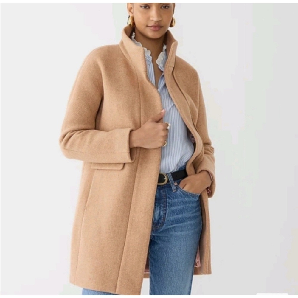J.‎ Crew Wool Blend Cocoon Coat Sandstone Beige Stadium Cloth Sz 00